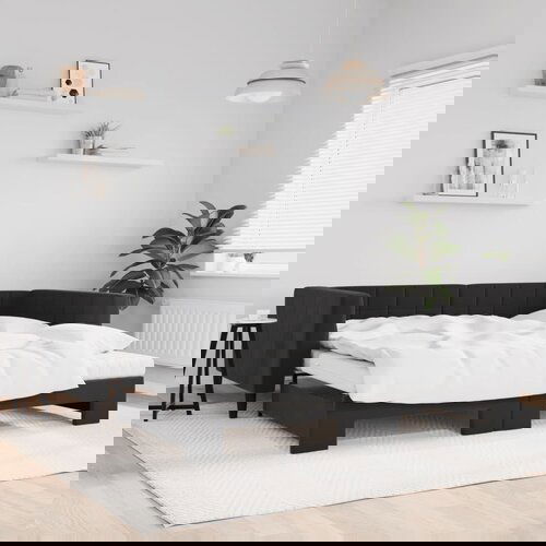  The Living Store Izvlečna dnevna postelja z vzmetnicami črna 100x200 cm žamet - Izvlečna Dnevna Postelja, (21490263) Cene