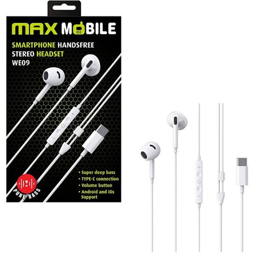 Max Mobile Žičane handsfree slu&scaron;alice WE09, USB-C, bijela Cijene