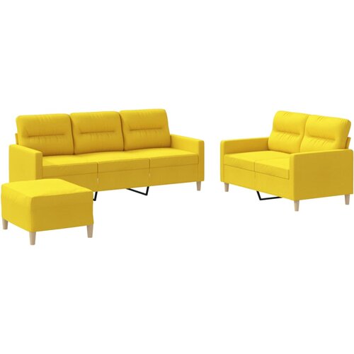  3-dijelni set sofa s jastucima svjetložuti od tkanine Slike