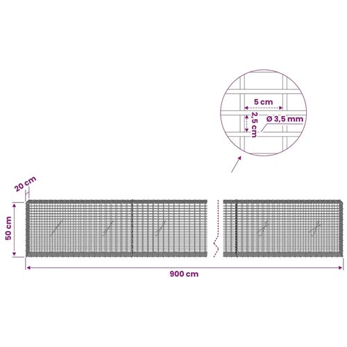  Gabion s žicom debljine 3 5 mm i mrežom 5x2 5 cm 900x20x50 cm - 20 cm 50 cm 900 cm Slike