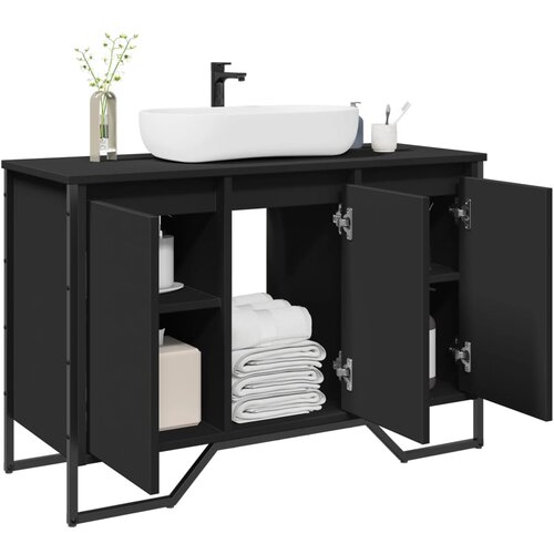 vidaXL Ormarić za umivaonik crni 91 x 35 x 60 cm konstruirano drvo Cijene