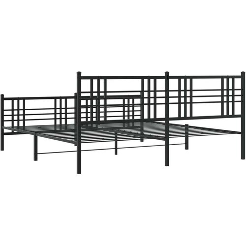 VidaXL Metalni okvir kreveta uzglavlje i podnožje crni 183x213 cm Slike