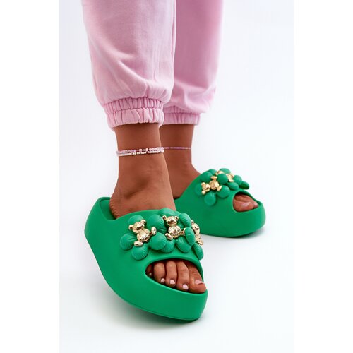 Boto Women's Foam Slides With Decorations On Thick Sole Green Bremavia Cijene