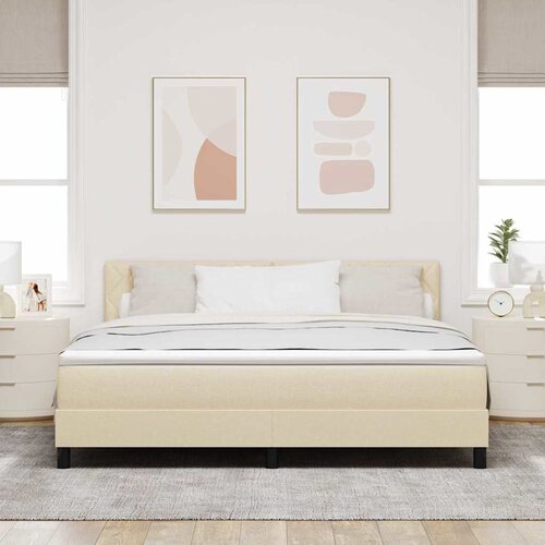  Krevet s opruga kutije s jastukom Krema 180 x 200 cm tkanina Slike