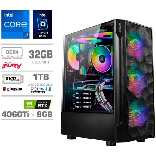 MEGA Računalnik TWR S7 i7-12700K/RTX4060Ti-8GB/32GB/1TB-4.0/750W/Brez OS RGB, (21218389) Cene