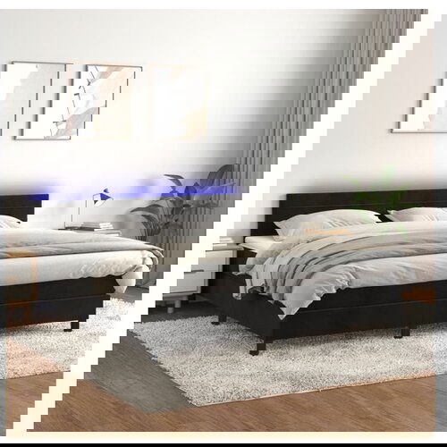 VidaXL Krevet box spring s madracem LED crni 160x200 cm bar&amp;scaron;un Slike