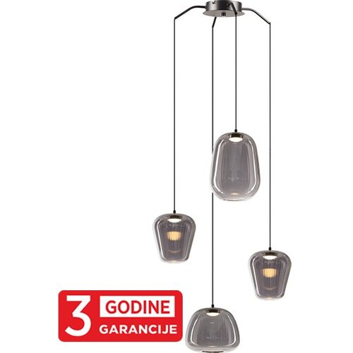 Mitea Lighting Visilica crna ETERNA MAP9461-4 4x4W 3000K + smoky LED 3Y Cene