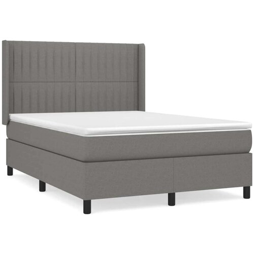  Krevet s oprugama i madracem tamnosivi 140x190 cm od tkanine Slike