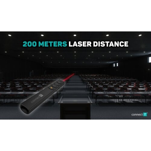Connect IT CLP-2050-BK - Bežični prezenter sa laserskim pokazivačem 1xAAA Slike