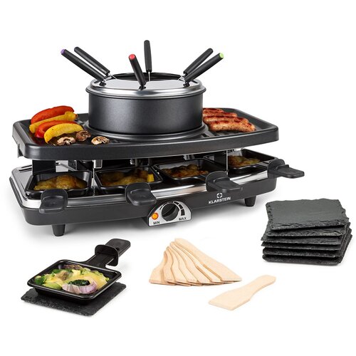Klarstein Entrecote 2 u 1, Raclette roštilj i fondue, Prirodni kamen, 1100W, 8 osoba, Podloške Cijene