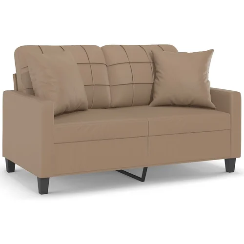 MAISON CHIC kavč - Sofa - Kanape dvosed z okrasnimi blazinami kapučino 120 cm umetno usnje, (21727748)