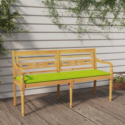 VidaXL Klop Batavia s svetlo zeleno blazino 150 cm trdna tikovina Slike