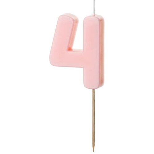 PARTY DECO svečka za rojstni dan številka 4, svetlo roza, 5,5 cm Cene