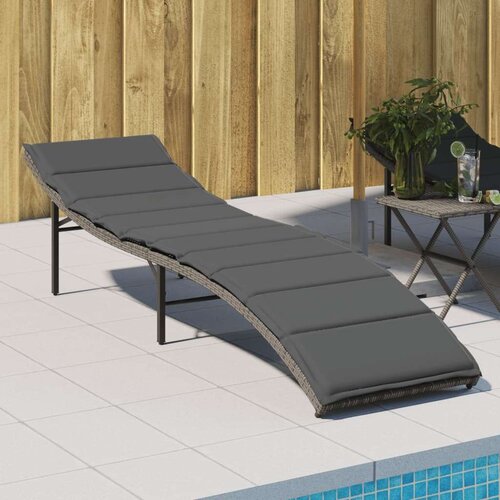  Ležaljka za sunčanje s jastukom siva 55 x 199 x 50 cm poliratan Slike