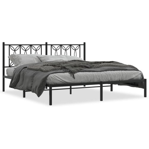 Maison Chic Kovinski Posteljni okvir - Dvoposteljna postelja - Zakonska postelja z vzglavjem črn 183x213 cm, (21693226) Slike