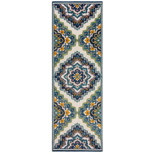 Flair Rugs Modra zunanja preproga 80x230 cm Beach Floral – Cene