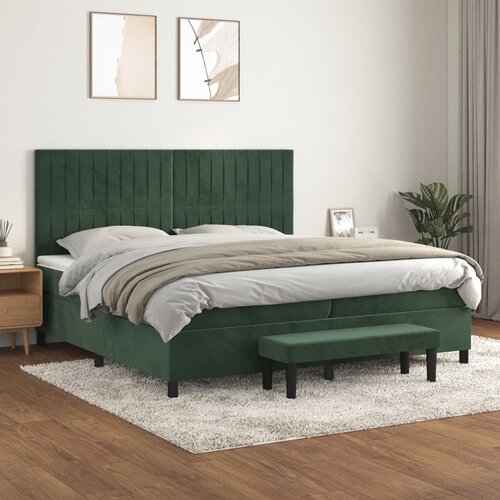  The Living Store Box spring postelja z vzmetnico temno zelena 200x200 cm žamet - Box Spring Postelja, (21492345) Slike
