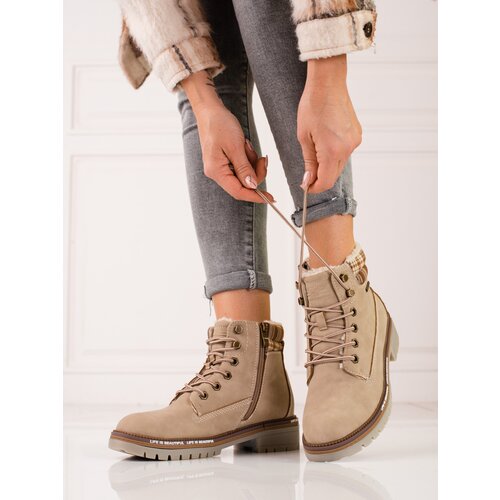 SHELOVET Women's trappers beige with eco leather Cijene
