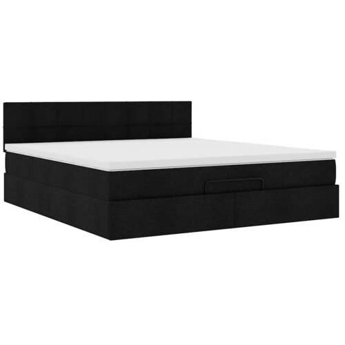  Otomanski krevet s madracem i LED crni 160x200cm tkanine Slike