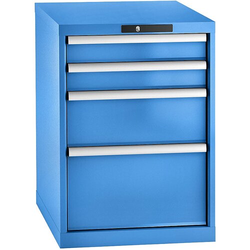 LISTA Predalnik, jeklena pločevina, VxŠ 800 x 564 mm, 4 predali, svetlo modra Cene