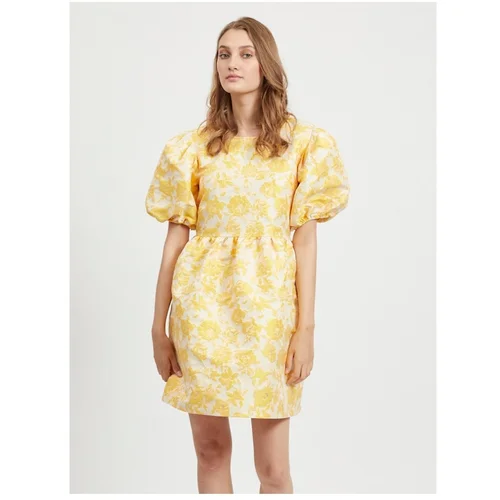 Vila Yellow Floral Balloon Dress Marito - Women