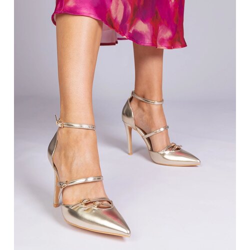 Gemre Golden stiletto pumps fastened around the ankle Levita Cene