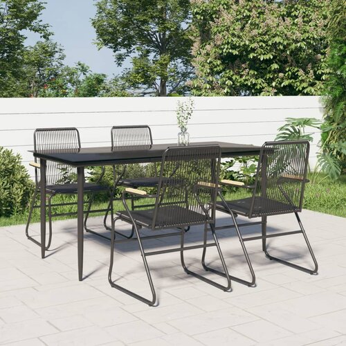 VidaXL 5-dijelni vrtni blagovaonski set od PVC ratana crni Slike