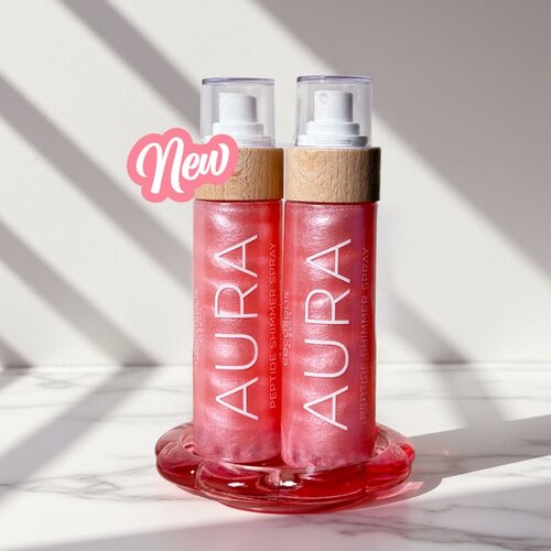 Cocosolis AURA Peptide Shimmer Spray hidratantni sprej sa &amp;scaron;ljokicama s mirisom Strawberry Cheesecake 100 ml Slike