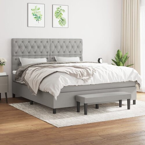 The Living Store Box spring postelja z vzmetnico svetlo siva 160x200 cm žamet - Box Spring Postelja, (21488649) Slike