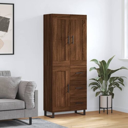 VidaXL Visoka komoda rjav hrast 69,5x34x180 cm inženirski les Slike