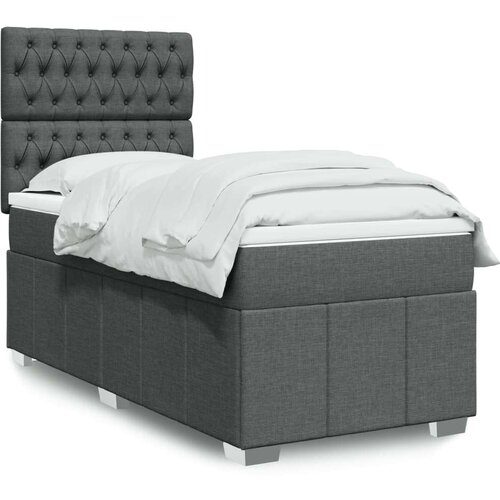 vidaXL Box spring postelja z vzmetnico temno siva 90x190 cm blago Cene