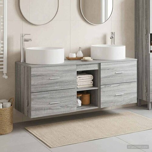  Set namje&scaron;taja za kupaonicu 3 kom. Siva Sonoma 49.5 x 44.5 x 65.5 cm Cijene