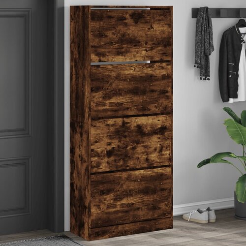  The Living Store Omarica za čevlje s 4 predali dimljeni hrast 80x34x187,5 cm - Omara Za Čevlje, (21485718) Slike