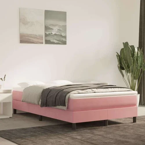 Box spring postelja z vzmetnico roza 120x200 cm žamet, (20725895)