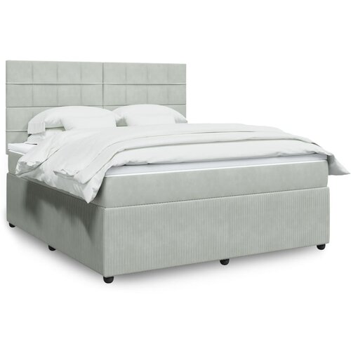 vidaXL Box spring postelja z vzmetnico svetlo siva 180x200 cm žamet Cene