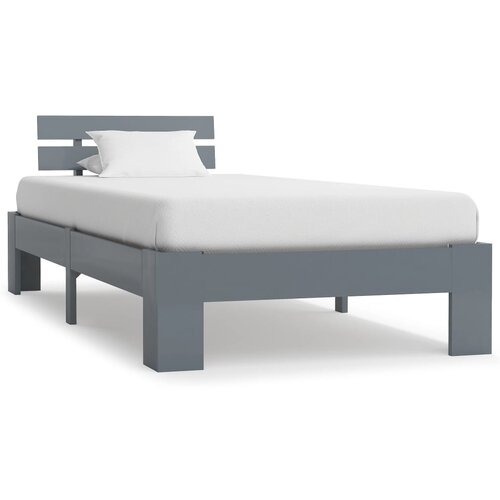 VidaXL Posteljni okvir siv iz trdne borovine 90x200 cm Slike