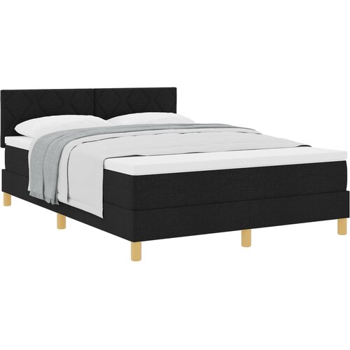vidaXL Boxspring krevet s madracem Crna 140 x 190 cm tkanina Cijene