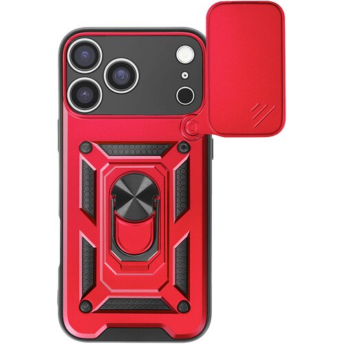 Oem Mayaxess, Ovitek za iPhone 17 Pro z vrtljivim magnetnim obročem in pokrovom za kamero, Rdeča, (5000208813) Cene