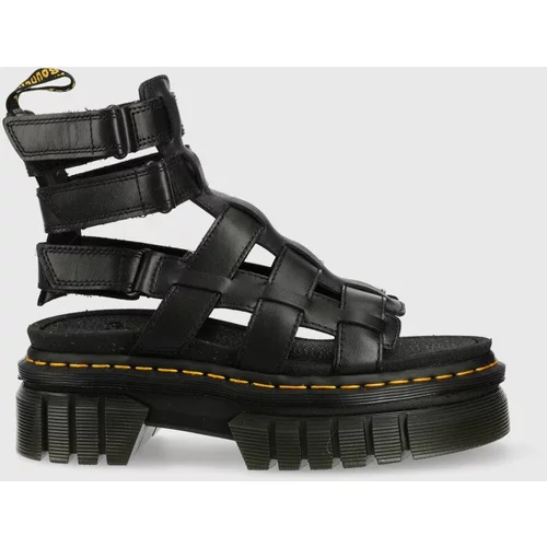 Dr. Martens Kožne sandale Ricki Gladiator za žene, boja: crna, s platformom