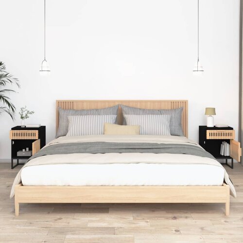  Noćni ormarići 2 kom crni 40 x 30 x 55,5 cm od drva i željeza Slike