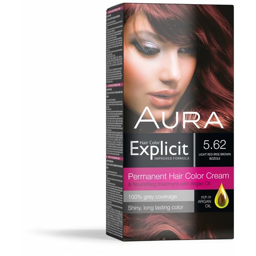 Aura set za trajno bojenje kose explicit 5.62 light red irise brown / božole Slike