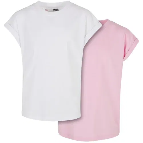 Urban Classics Kids Girls Organic Extended Shoulder Tee 2-Pack white/girlypink