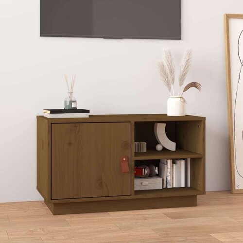 TV ormarić smeđa boja meda 70 x 34 x 40 cm od masivne borovine Slike