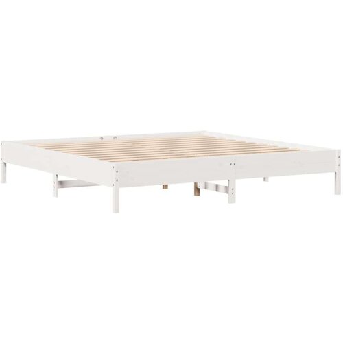 VidaXL Krevet s regalom z knjige bez madraca bijeli 180x200cm borovina Slike