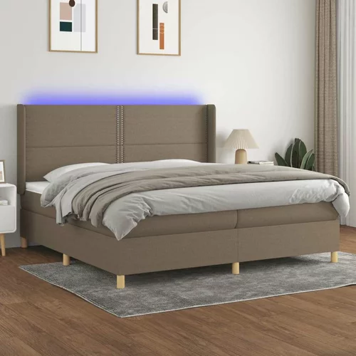  Box spring postelja z vzmetnico LED taupe 200x200 cm blago, (20898924)
