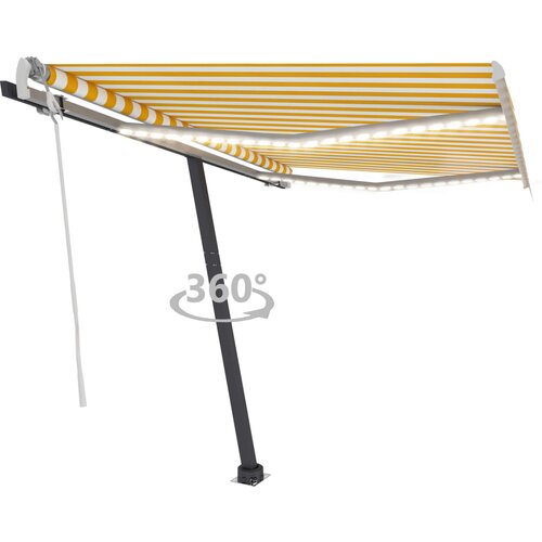 vidaXL Ročno zložljiva tenda z LED lučkami 350x250 cm rumena in bela Cene