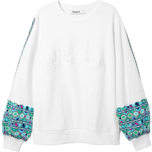 Desigual Sweater majica plava / siva / zelena / roza / bijela