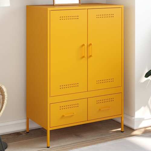 VidaXL Visoka omara gorčično rumena 68x39x101,5 cm valjano jeklo Slike