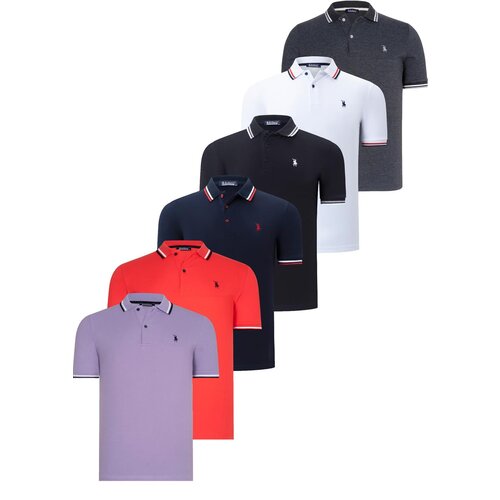 Dewberry SIX SET T8594 MENS T-SHIRT-BLACK-WHITE-NAVY BLUE-ANTHRACITE-POMEGRANATE-LILAC Slike