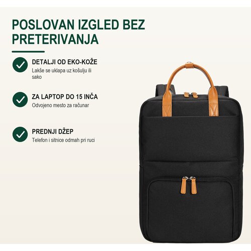 Bruno Poslovni ranac Piston, Odeljak za laptop, 15&amp;quot;, Crni Slike